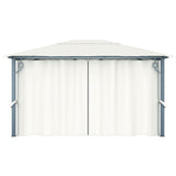 NNEVL Gazebo with Curtain 400x300 cm Cream Aluminium
