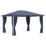 NNEVL Gazebo with Curtain 400x300 cm Anthracite Aluminium