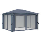 NNEVL Gazebo with Curtain 400x300 cm Anthracite Aluminium