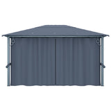 NNEVL Gazebo with Curtain 400x300 cm Anthracite Aluminium