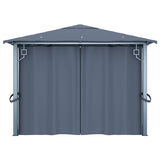 NNEVL Gazebo with Curtain 400x300 cm Anthracite Aluminium