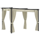 NNEVL Gazebo with Curtains 3x3 m Cream Steel