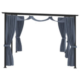 NNEVL Gazebo with Curtains 3x6 m Anthracite Steel