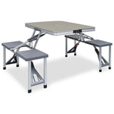 NNEVL Folding Camping Table with 4 Seats Steel Aluminium