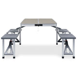 NNEVL Folding Camping Table with 4 Seats Steel Aluminium