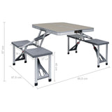 NNEVL Folding Camping Table with 4 Seats Steel Aluminium