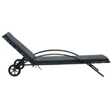 NNEVL Sun Lounger with Cushion & Wheels Poly Rattan Anthracite