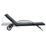 NNEVL Sun Lounger with Cushion & Wheels Poly Rattan Anthracite