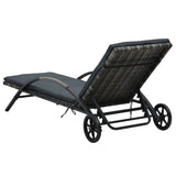 NNEVL Sun Lounger with Cushion & Wheels Poly Rattan Anthracite