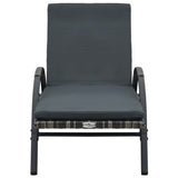 NNEVL Sun Lounger with Cushion & Wheels Poly Rattan Anthracite