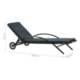 NNEVL Sun Lounger with Cushion & Wheels Poly Rattan Anthracite