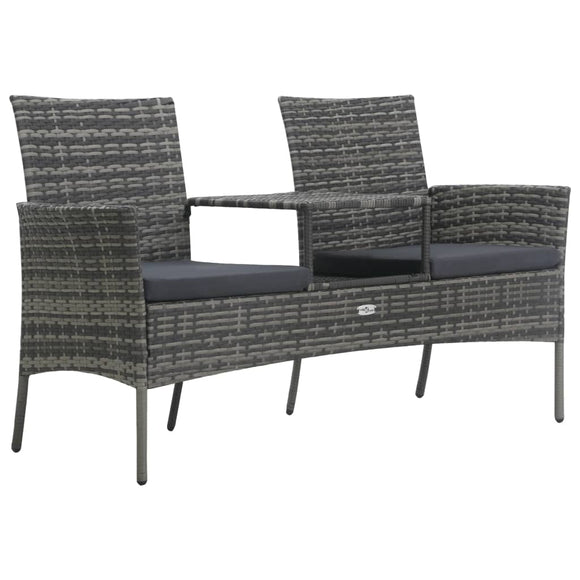 NNEVL 2-Seater Garden Sofa with Tea Table Poly Rattan Anthracite