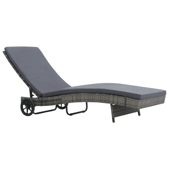 NNEVL Sun Lounger with Wheels and Cushion Poly Rattan Anthracite
