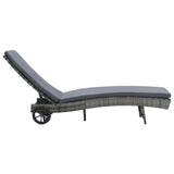 NNEVL Sun Lounger with Wheels and Cushion Poly Rattan Anthracite