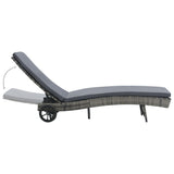 NNEVL Sun Lounger with Wheels and Cushion Poly Rattan Anthracite