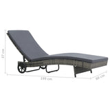 NNEVL Sun Lounger with Wheels and Cushion Poly Rattan Anthracite