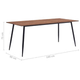 NNEVL Dining Table Brown 180x90x75 cm MDF
