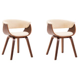 NNEVL Dining Chairs 2 pcs Cream Bent Wood and Faux Leather