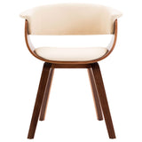NNEVL Dining Chairs 2 pcs Cream Bent Wood and Faux Leather