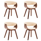 NNEVL Dining Chairs 4 pcs Cream Bent Wood and Faux Leather