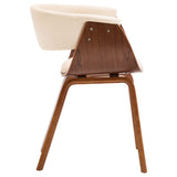NNEVL Dining Chairs 4 pcs Cream Bent Wood and Faux Leather