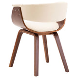 NNEVL Dining Chairs 4 pcs Cream Bent Wood and Faux Leather