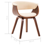 NNEVL Dining Chairs 4 pcs Cream Bent Wood and Faux Leather