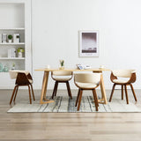 NNEVL Dining Chairs 4 pcs Cream Bent Wood and Faux Leather