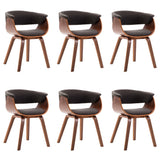 NNEVL Dining Chairs 6 pcs Grey Bent Wood and Fabric