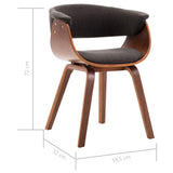 NNEVL Dining Chairs 6 pcs Grey Bent Wood and Fabric