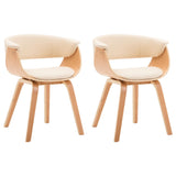 NNEVL Dining Chairs 2 pcs Cream Bent Wood and Faux Leather