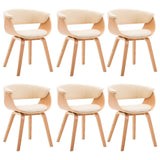 NNEVL Dining Chairs 6 pcs Cream Bent Wood and Faux Leather