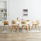 NNEVL Dining Chairs 6 pcs Cream Bent Wood and Faux Leather