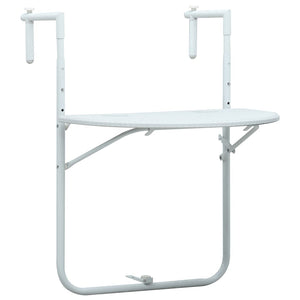 NNEVL Hanging Balcony Table White 60x64x83.5 cm Plastic Rattan Look
