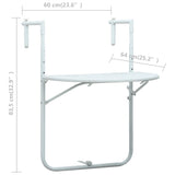 NNEVL Hanging Balcony Table White 60x64x83.5 cm Plastic Rattan Look
