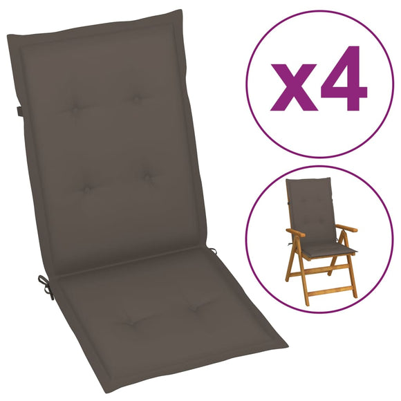 NNEVL Garden Chair Cushions 4 pcs Taupe 120x50x3 cm