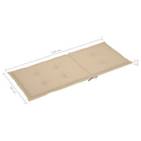 NNEVL Garden Chair Cushions 2 pcs Beige 120x50x3 cm