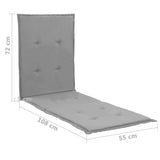NNEVL Lounge Chair Cushion Grey 180x55x3 cm