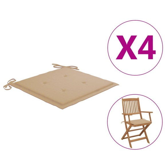 NNEVL Garden Chair Cushions 4 pcs Beige 40x40x3 cm