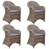 NNEVL Outdoor Chairs 4 pcs with Cushions Natural Rattan