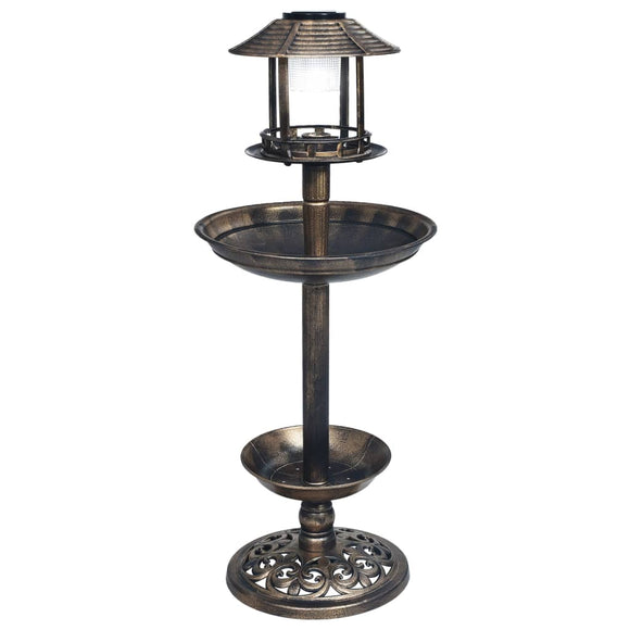 NNEVL Decorative Birdbath with Solar Powered LED Lights Plastic