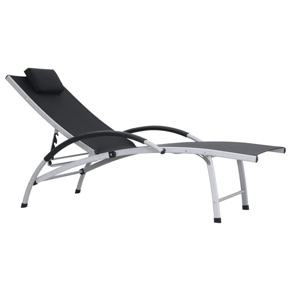 NNEVL Sun Lounger Aluminium Textliene Black