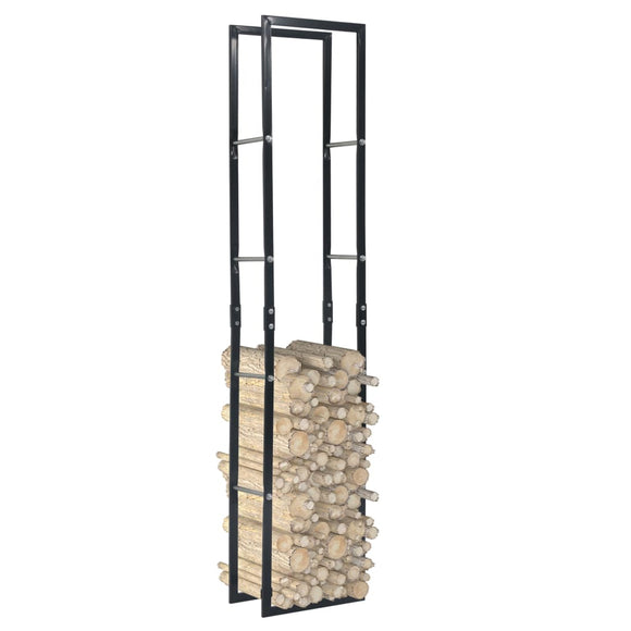 NNEVL Firewood Rack Black 40x25x200 cm Steel