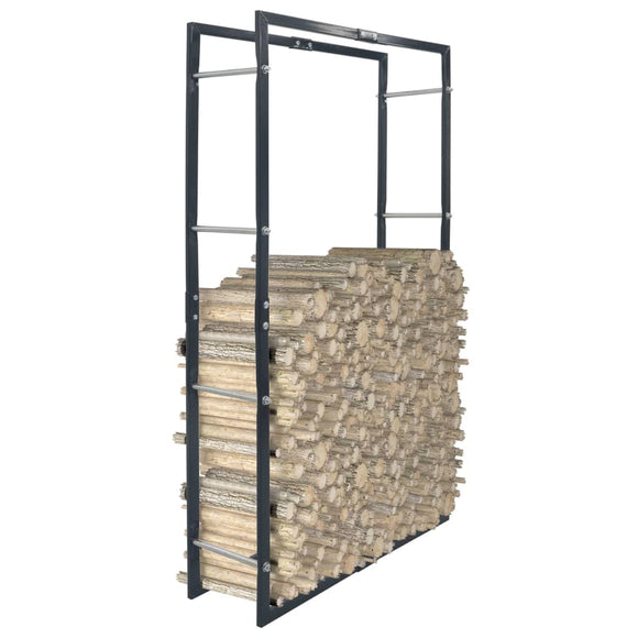 NNEVL Firewood Rack Black 80x25x150 cm Steel