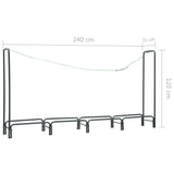 NNEVL Firewood Rack Anthracite 240x35x120 cm Steel