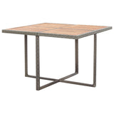 NNEVL 9 Piece Outdoor Dining Set Poly Rattan and Acacia Wood Anthracite