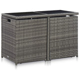 NNEVL 3 Piece Bistro Set with Cushions Poly Rattan Grey