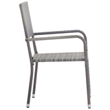 NNEVL Outdoor Dining Chairs 2 pcs Poly Rattan Grey