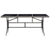 NNEVL Garden Table Grey 190x90x75 cm Poly Rattan and Solid Acacia Wood