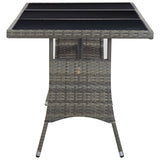 NNEVL Garden Table Grey 190x90x75 cm Poly Rattan and Solid Acacia Wood